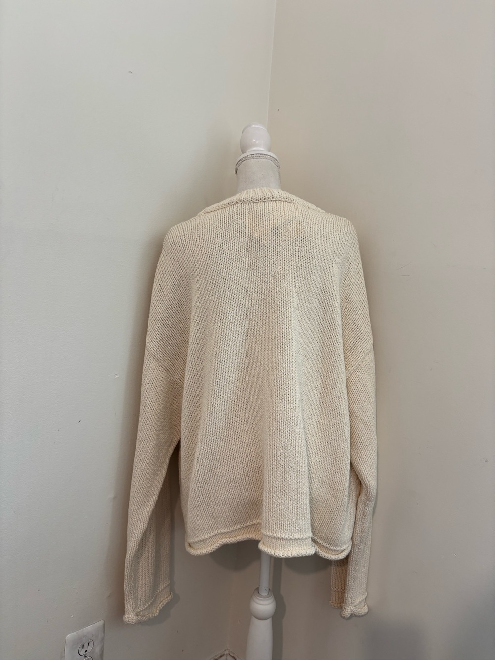 Anthropologie Pilcro Harlow Oversized Roll-Hem Sweater In Ivory Size XL NWT - Picture 4 of 11